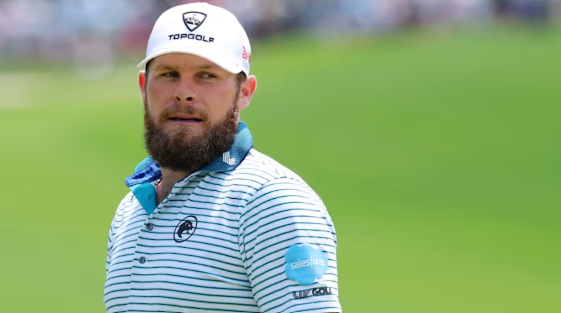 Tyrrell Hatton on the practice range at The Open